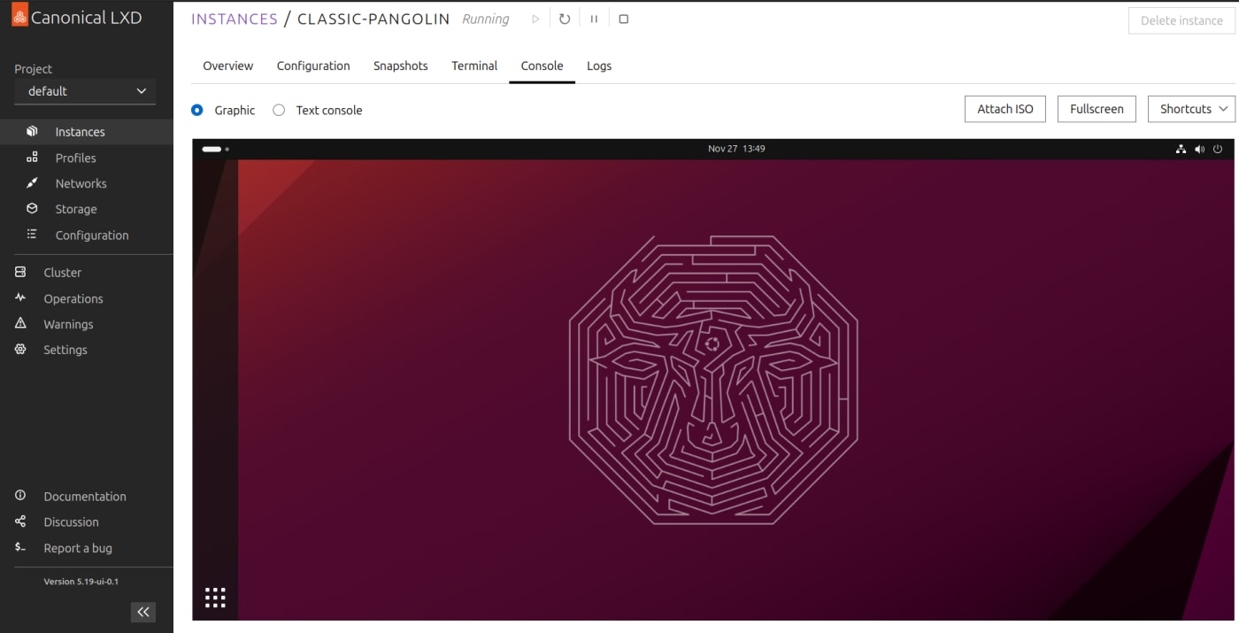 LXD Graphical User Interface